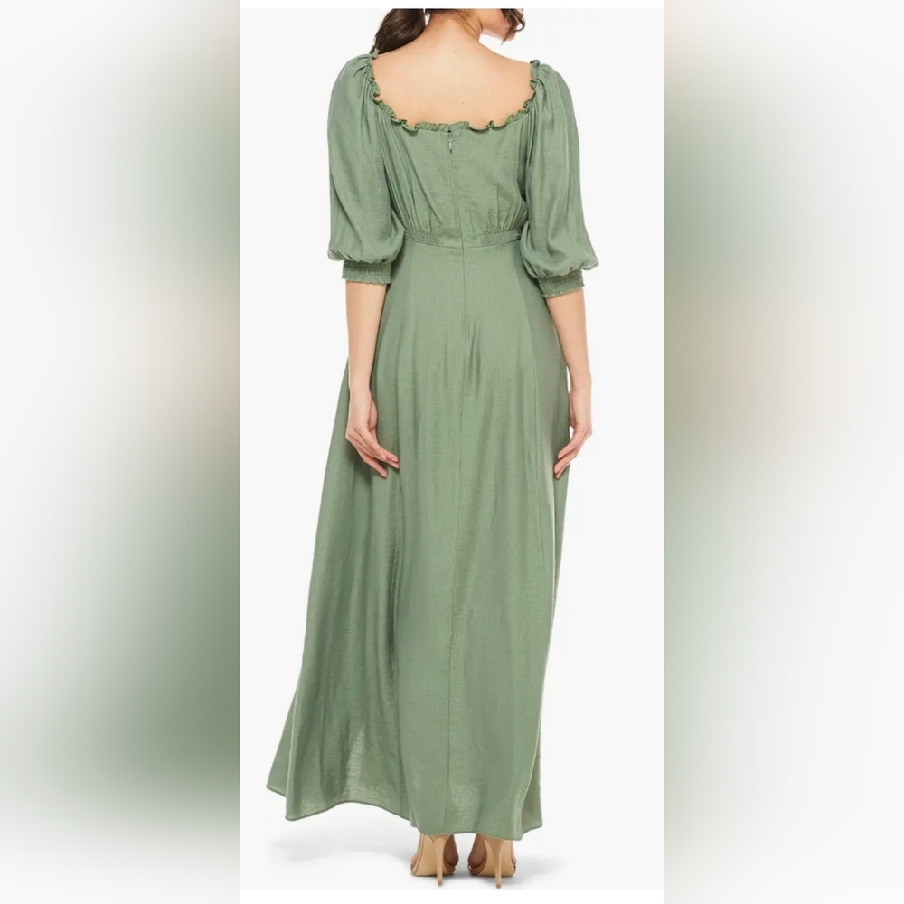 GAL MEETS GLAM Joanna Shirred Neck Button Front Maxi Dress - Picture 2 of 6